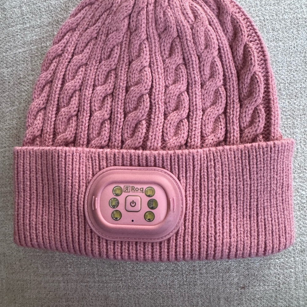 Pink Knit Beanie with LED Light